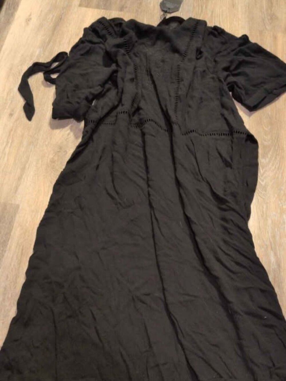 DISTURBIA Blessing Puff Sleeve Tie Back Midi Dress Black UK18 US14 new